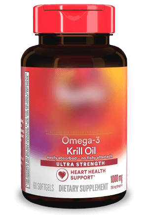 Megared Ultra Strength 1000mg Krill Oil Supplement Bottle